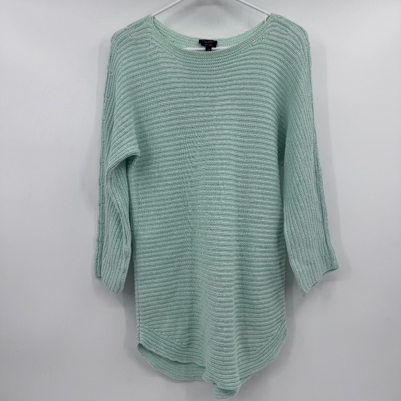 Talbots Sweater Women 1X Petite Green Chunky Knit Long Sleeve Pullover Ribbed - Picture 1 of 11